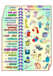 English Worksheet: Cute Bathroom Objects**fully editable