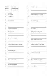 English Worksheet: Present simple - affirmative - negative - question