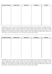 English Worksheet: vocabulary on rooms in a house and furniture - a review