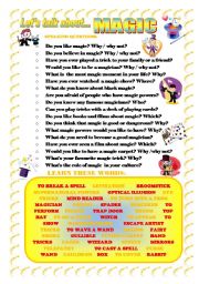 English Worksheet: LETS TALK ABOUT MAGIC (SPEAKING SERIES 53)