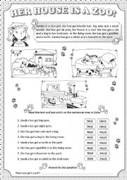 English Worksheet: Her House is a zoo!
