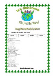 English Worksheet: What a Wonderful World 