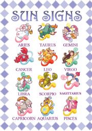English Worksheet: SUN SIGNS POSTER   (editable)