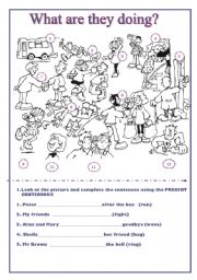 English Worksheet: WHAT ARE THEY DOING?