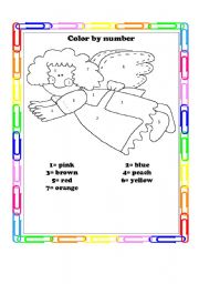English Worksheet: Color by  number