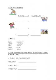 English worksheet: CAN CANT 