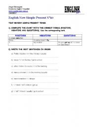 English worksheet: TEST REVIEW for simple present
