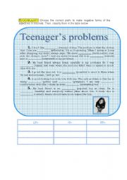 English Worksheet: Teenagers problems