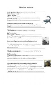 English Worksheet: misterious creatures