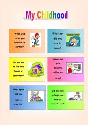 English Worksheet: CONVERSATION CARDS: MY CHILDHOOD