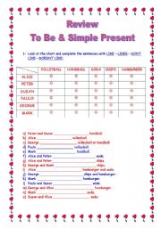 English Worksheet: To Be & Simple Present