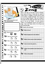 English Worksheet: RC Series Level 1_Greek Edition_01 Zeus (Key Included)