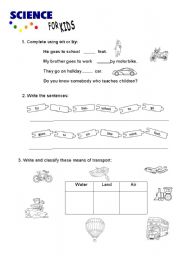 English worksheet: Means of transport part I