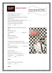 English Worksheet: Song : Pop Goes my heart