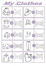 English Worksheet: My clothes Dominoes. First Part