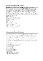 English Worksheet: Oral reading comprehension - answering questions - SHREK - Simple present