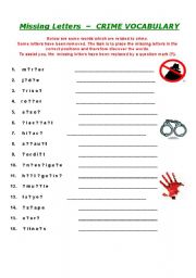 English Worksheet: Missing Letters - CRIME  ## intermediate or advanced ##