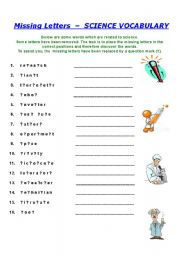 English worksheet: Missing Letters - Science  ## intermediate or advanced ##