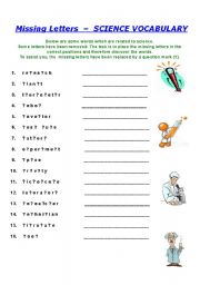 English Worksheet: Missing Letters - Science  ## intermediate or advanced ##