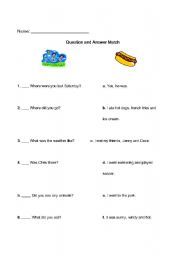 English worksheet: Question and answer match