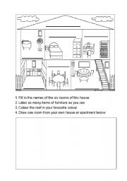 English Worksheet: rooms and furniture