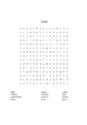 English worksheet: Food Word Search