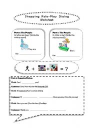 English worksheet: Shopping Role Play Dialog