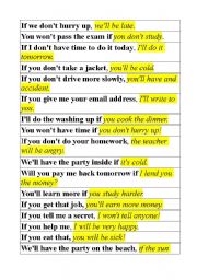 English Worksheet: First conditional 