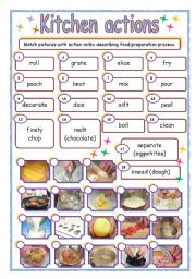 English Worksheet: KITCHEN ACTIONS