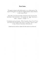 English Worksheet: Word Chain Game