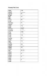 English Worksheet: Rhyming Flashcards