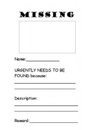English Worksheet: Missing Poster