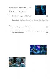 English worksheet: Avatar - Media Studies analysis task