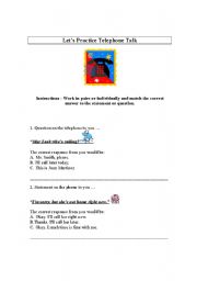 English Worksheet: Lets Practice Telephone Talk - Building Student Confidence on the Phone