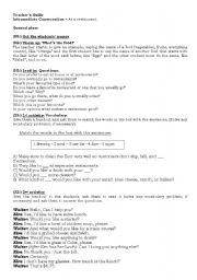 English Worksheet: At a restaurant