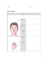 English worksheet: Sense Chart