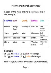 English Worksheet: First Conditional sentences