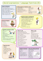 English Worksheet: Social expressions / Language functions (2) plus B&W