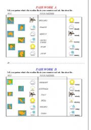 English Worksheet: WEATHER PAIR WORK