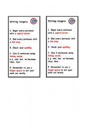 English Worksheet: Writing Targets