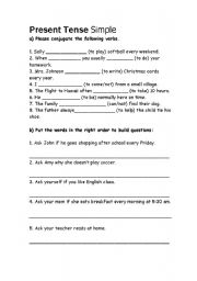 English worksheet: simple present 