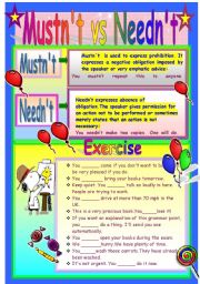 English Worksheet: Mustnt vs Neednt