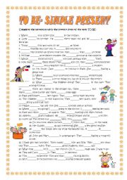 English Worksheet: TO BE-SIMPLE PRESENT