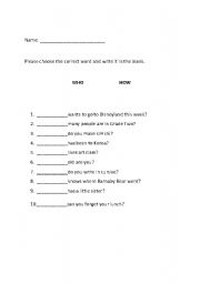 English worksheet: Who or How?