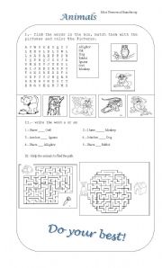 English Worksheet: animals