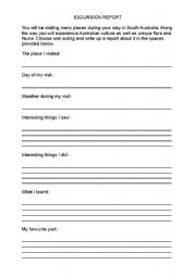 English worksheet: excursion report