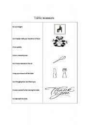 English worksheet: Table manners