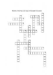 English worksheet: Months and Days Crossword