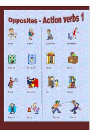 English Worksheet: Action Verbs - Opposites (1 of 3)