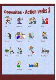 English Worksheet: Opposite Action Verbs (2 of 3)